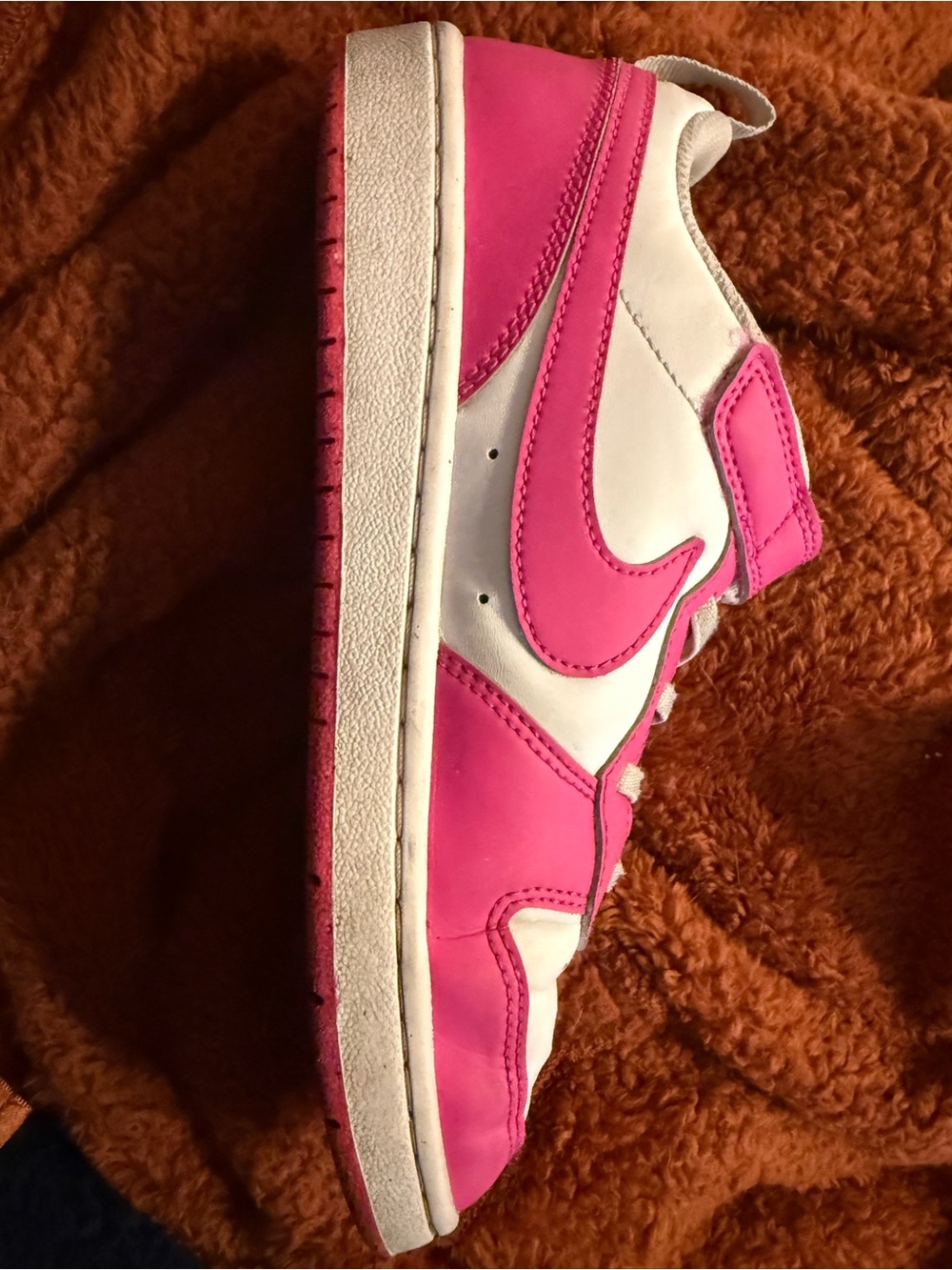 Nike Court Borough Low Sneakers kids size 3Y white/ laser fuchsia pink - Picture 6 of 10